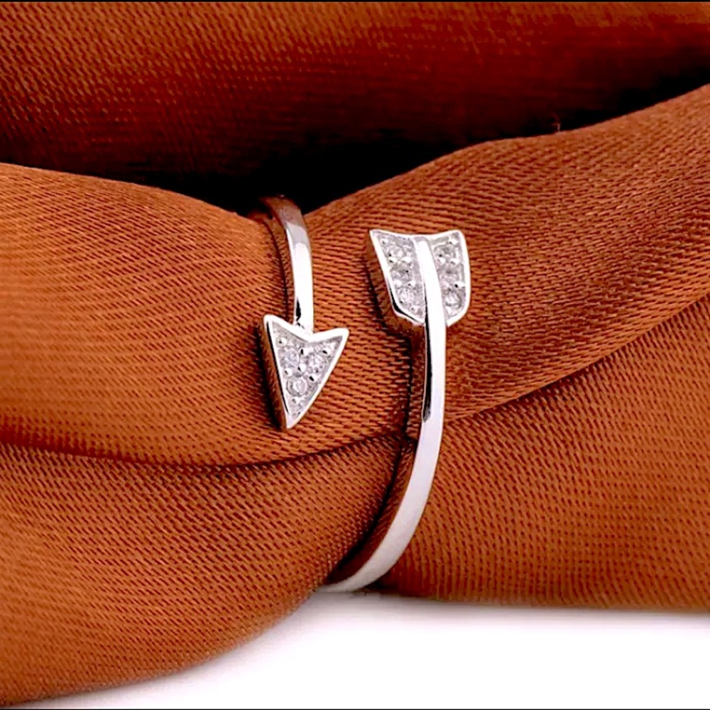 ⚜️[𝟯/$𝟭𝟴]⚜️NEW CZ Silver Arrow Bohemian Adjustable Ring - Picture 7 of 10